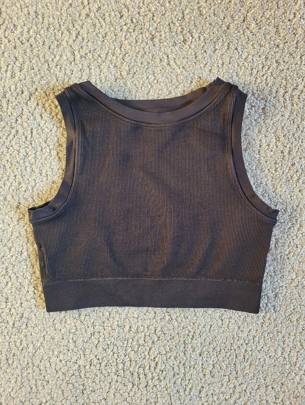 Black High Neck Seamless Sports Bra Medium Low Impact Stretch